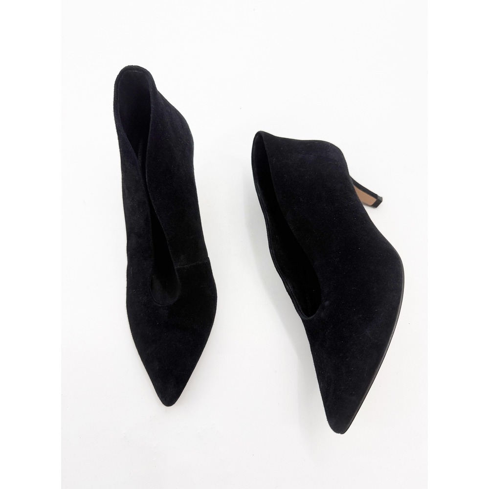 Pelle Moda Helena Womens Black Suede Pointed Toe Deep Vamp Ankle Boots Size 6M